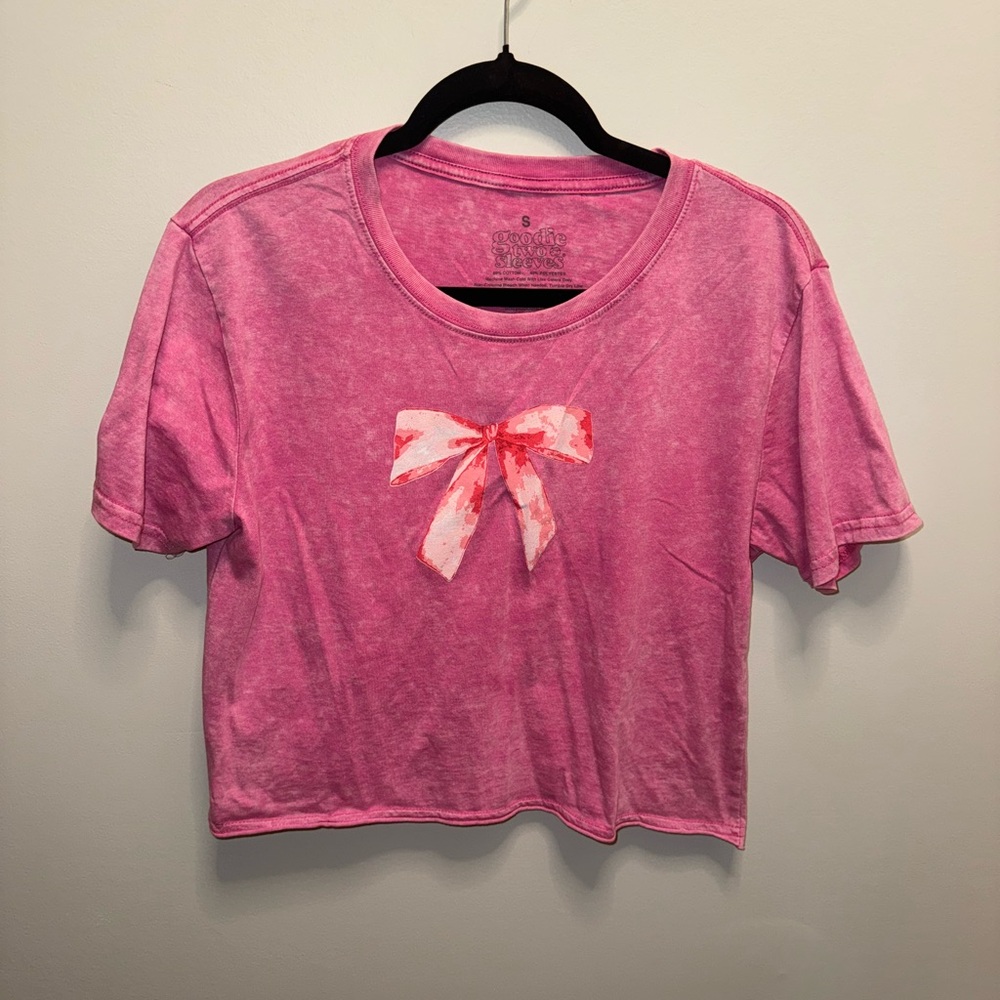 Goodie Two Sleeves Cropped Bow Tee
